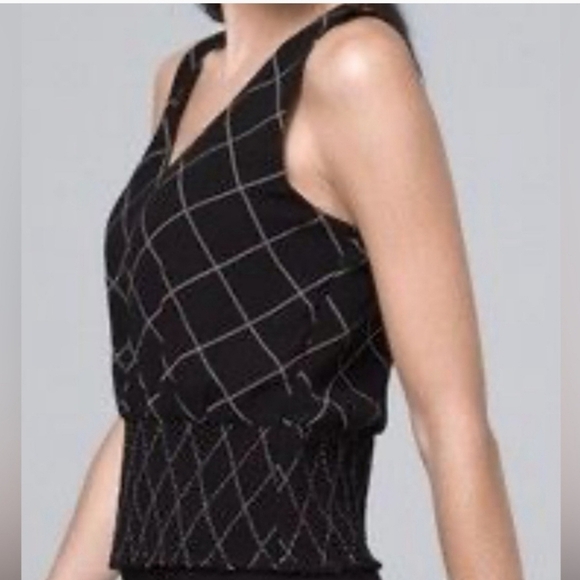 White House Black Market Tops - White House Black Market Sleeveless Geometric Smocked Blouse Size 8 NWT